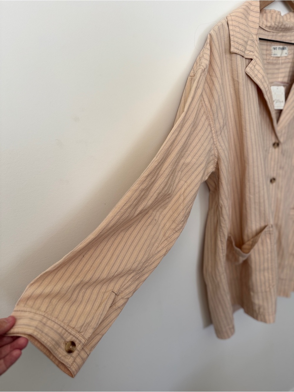 NWT — WE THE FREE Peach Striped Button-Up Long Sleeve Jacket - Picture 4 of 7